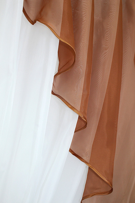 Кухонна фіранка VR-Textil № 069к коричневий з білим 280х170 см (50-273) Київ - фото 4