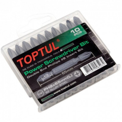 Набір біт Toptul двосторонніх 1/4" PH2х65мм 10шт. (GAAW1001) Вінниця - фото 1