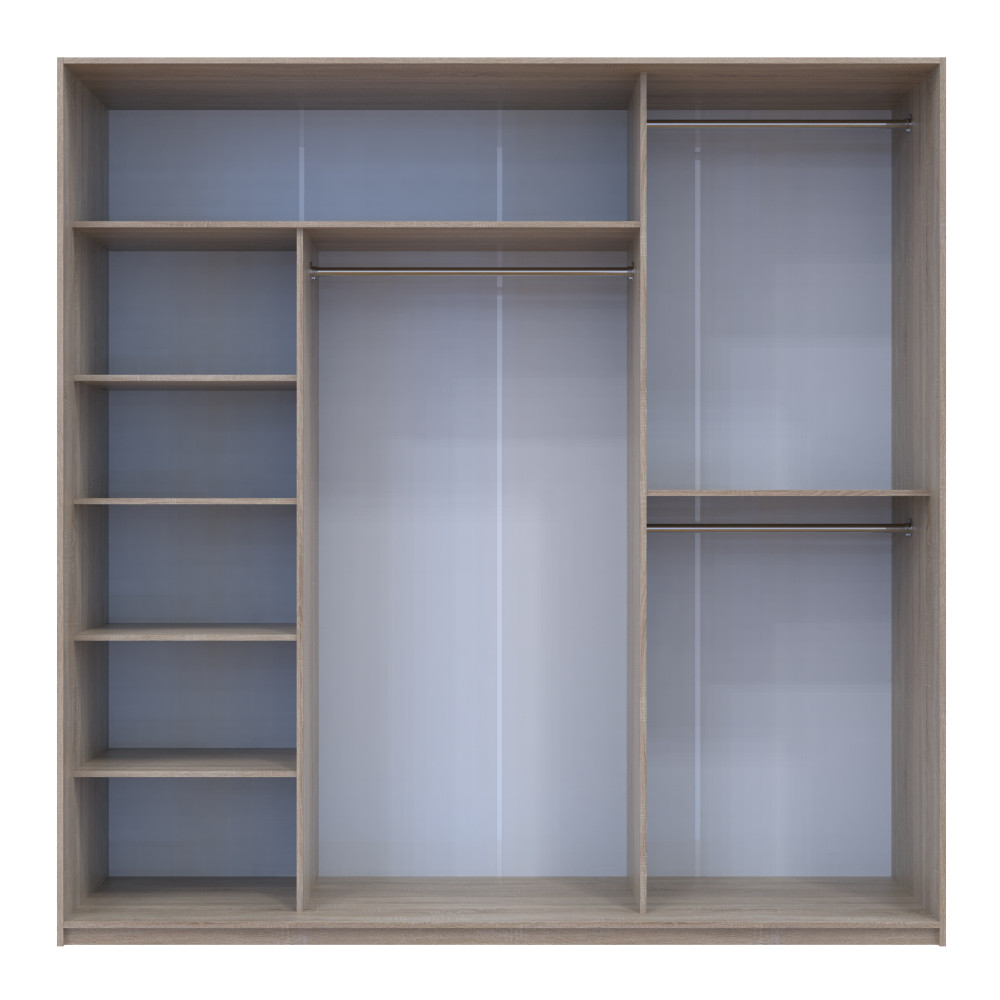 Шкаф-купе трехдверный Doros Сити Лайт 225х60х225 см Дуб сонома/1 Зеркало (DRS-011098) Львов - изображение 4