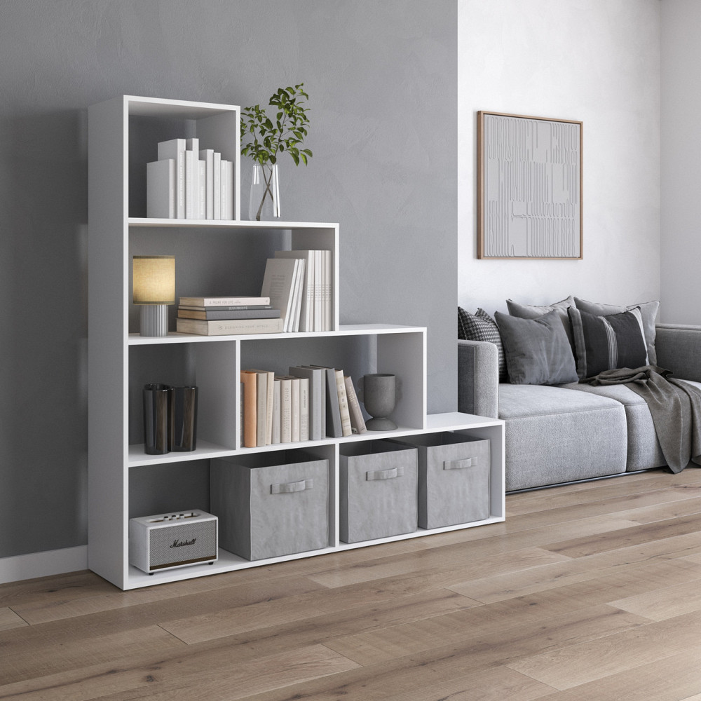 Стеллаж VAYS M-57 Белый, книжная полка с 6 ячейками, этажерка для дома, игрушек и декора, ЛДСП, 156×29×164 см Львов - изображение 2