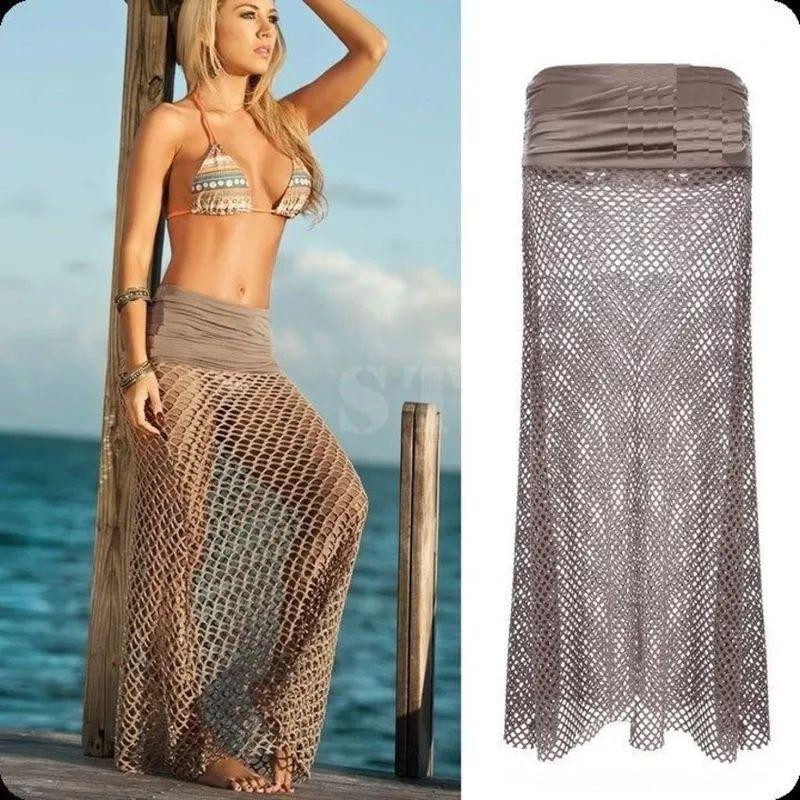 Пляжная юбка в сетку универсальный бежевый Киев - изображение 3