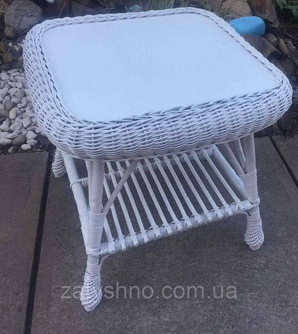 Білий стіл плетений журнальний Київ - фото 4