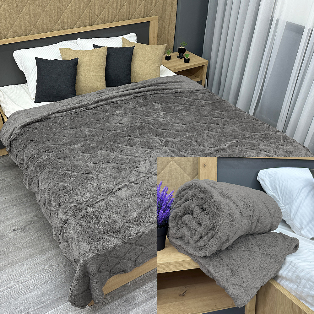 Плед-покривало Ромб 200х230 см (+-5см) Сірий (87-259) Київ - фото 1