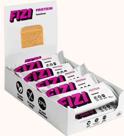 Батончики FIZI Protein Bar - 10х45g фундук Київ
