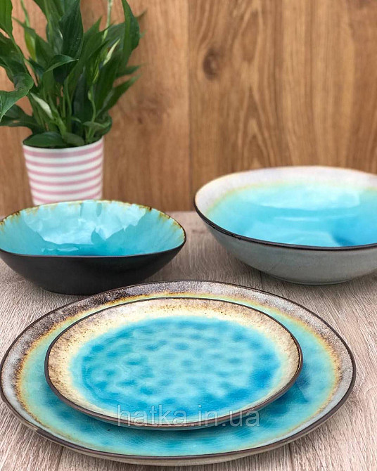 Тарілка Olens "BLUE LAGUNA" 21 см кераміка кругла голуба Київ - фото 3