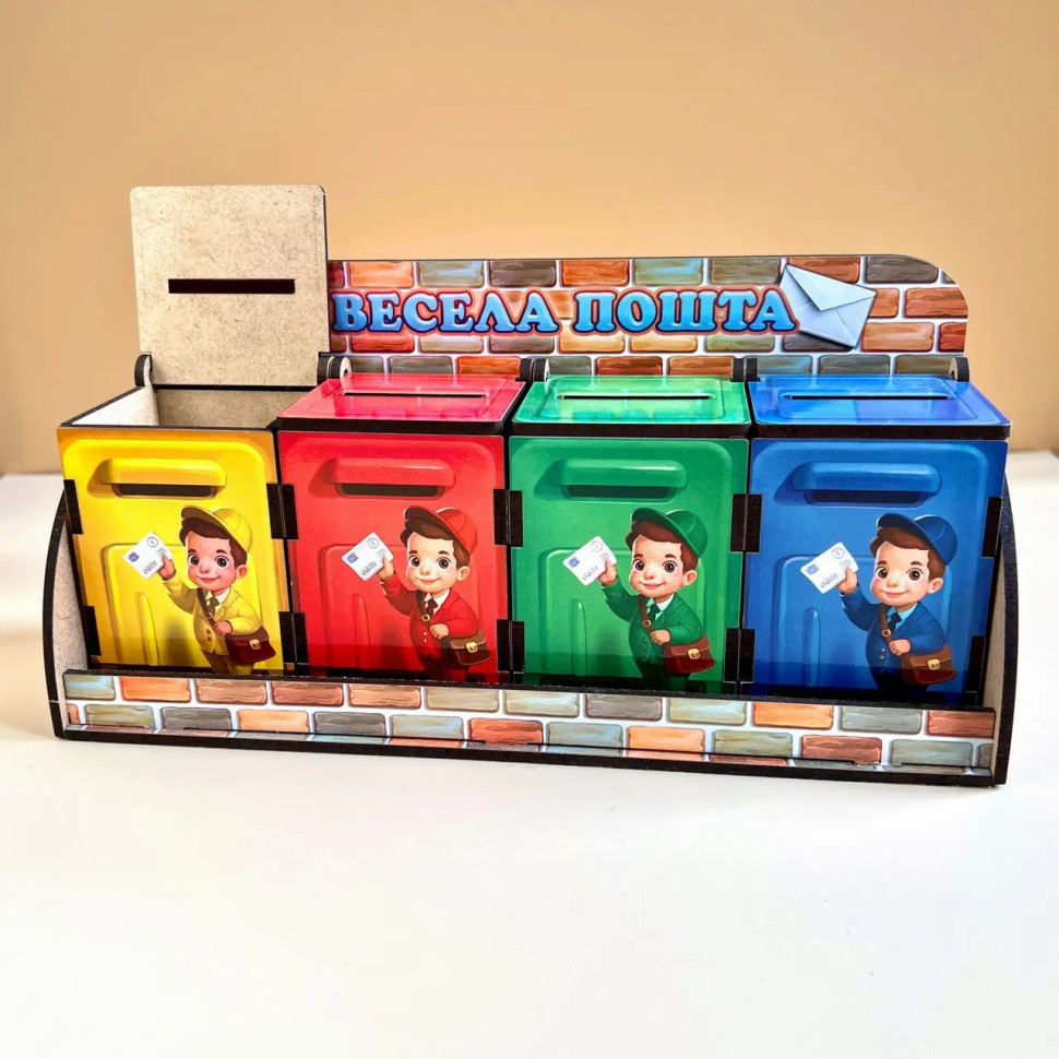 Дерев'яна настільна гра "Веселий листоноша" Ubumblebees (ПСД081) PSD081 сортер-комодик Вінниця - фото 6