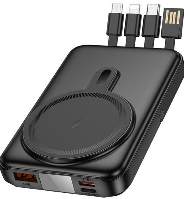 Повербанк Hoco J135 10000mAh MagSafe 15W підставка кабелі. Харків - фото 5