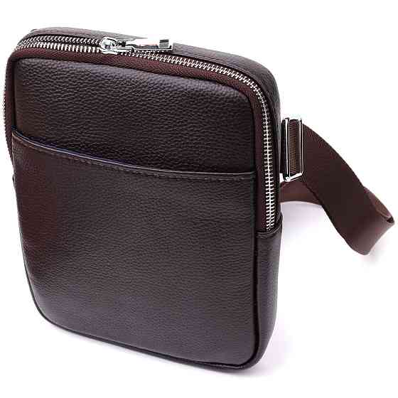 Мужская вертикальная сумка из натуральной кожи Vintage 22863 Коричневый Киев