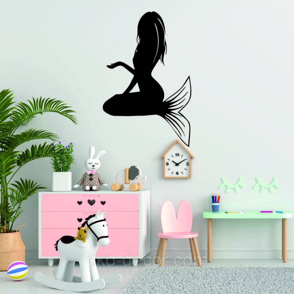 Декоративное настенное 3D Панно «Русалочка» Декор на стену с объемом 110*77 см, Черный Киев - изображение 2