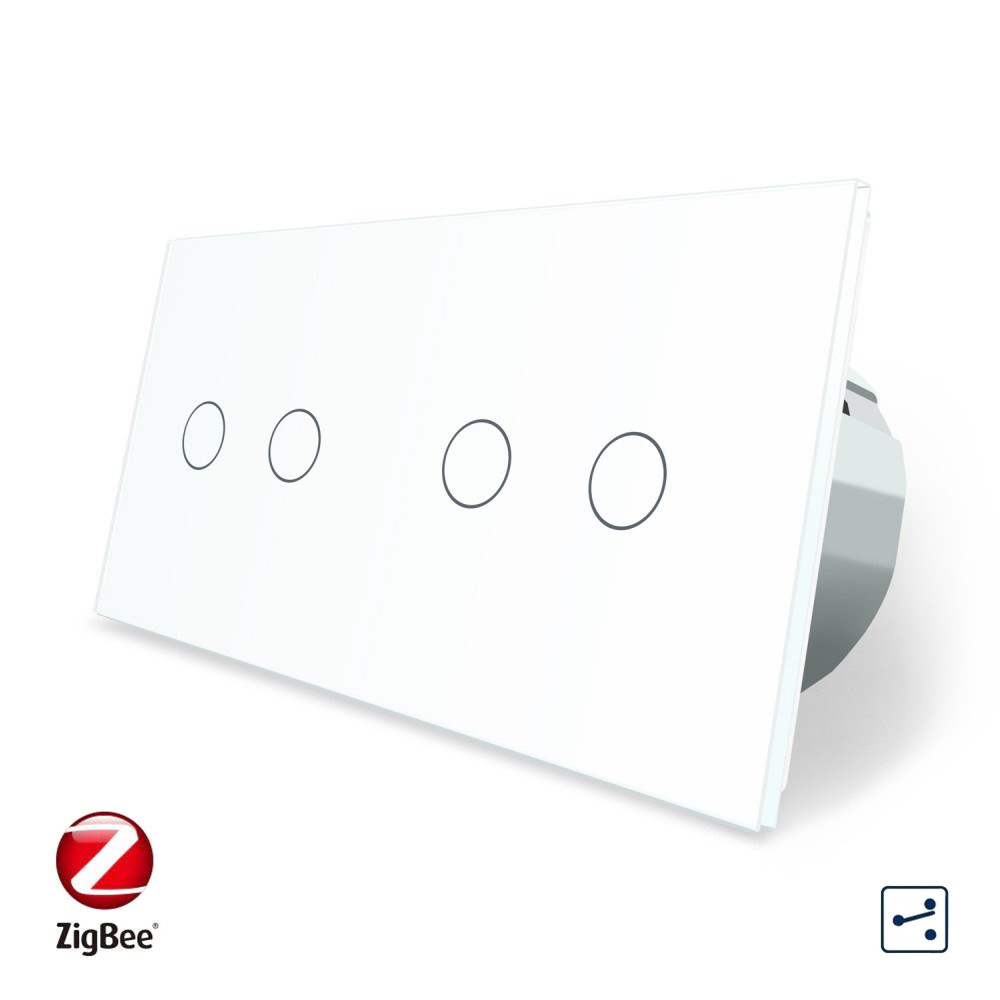 Розумний сенсорний прохідний/перехресний вимикач 4 сенсора (2-2) Livolo білий скло (VL-C702SZ/C702SZ-11) Коломыя - изображение 3