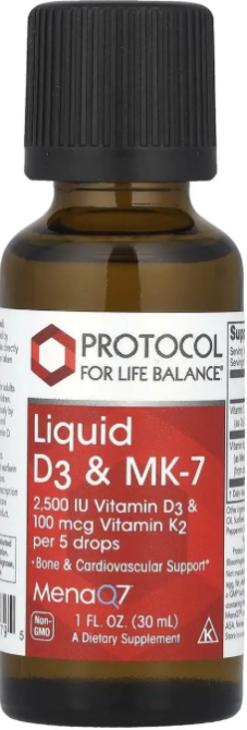 Витамины D3 и К-2 (MK-7) Protocol for Life Balance Liquid D3 & MK-7 30 мл мята Киев - изображение 1