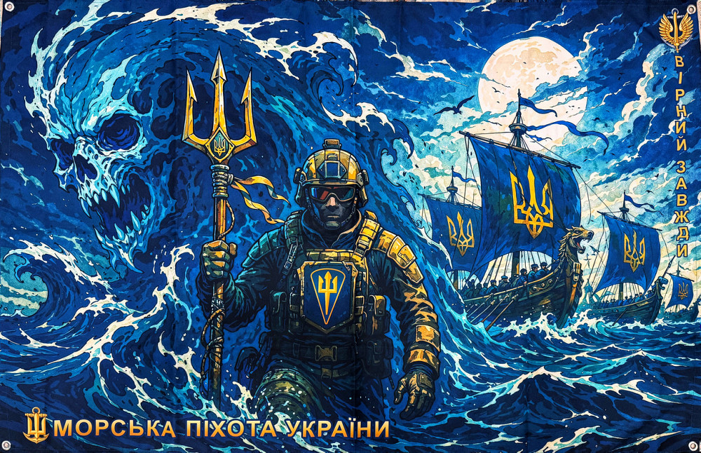 Банер авторський Морська піхота України 1400x900 мм Запоріжжя - фото 1