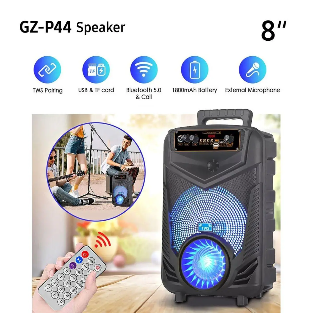 Портативна Bluetooth-колонка NDR-P44 8 дюймів (Black) Вінниця - фото 7