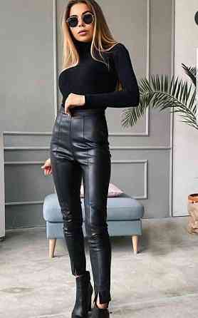 Кожаные брюки на флисе с разрезами Dallas Киев