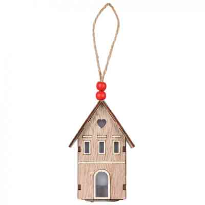 Украшение декоративное YES! Fun Домик 10 см Дерево LED (975067) Винница