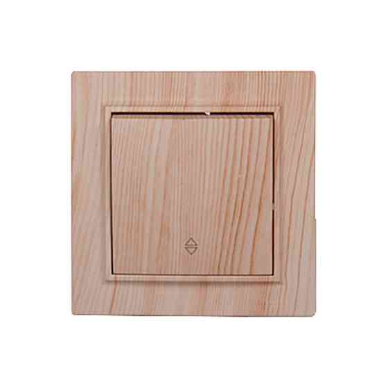 Выключатель одноклавишный проходной, Enzo белое дерево Днепр