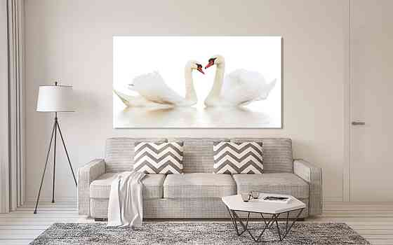 Картина полотно у вітальню / спальню  Пара Лебедів   MLP_395 ( 60х30см ) 80х160см Київ