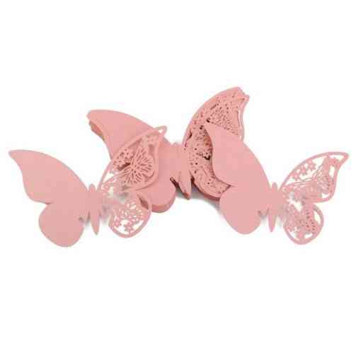 Рассадочные карточки для гостей на бокалы Бабочки 10 штук 9 на 7 см пудровый Киев