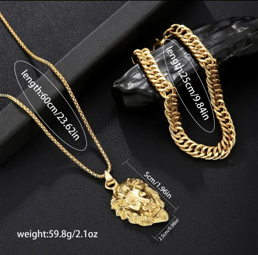 Подарунковий набір для чоловіків Лев Цар наручний годинник з браслетом і ланцюжок з кулоном сріблястий Київ - фото 4