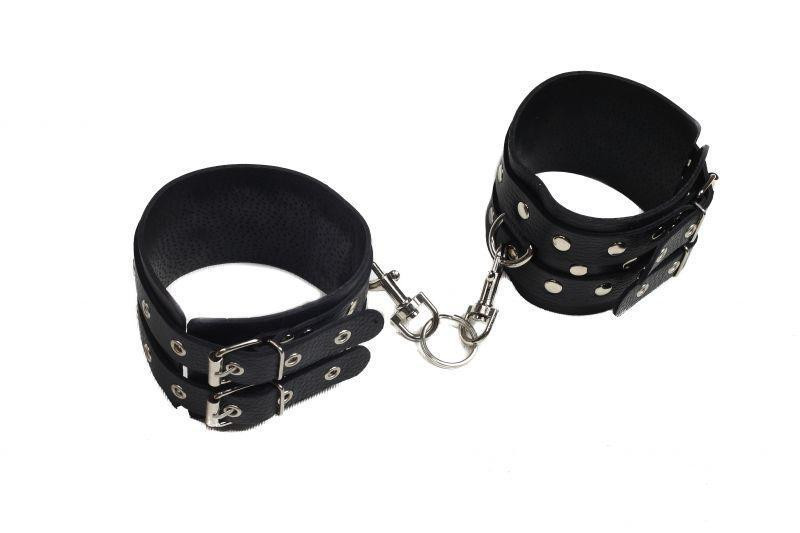 Кайдани на щиколотки Leather Double Fix Leg Cuffs Black Sex Aura Київ - фото 1