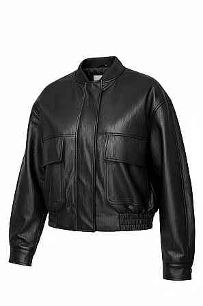 Куртка женская Lady Yep 10048 бомбер из экокожи оверсайз черная, черный, S Киев