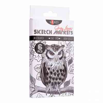 Набір маркерів "SANTI sketch" 6шт 390544 "Gray tones", шт Київ