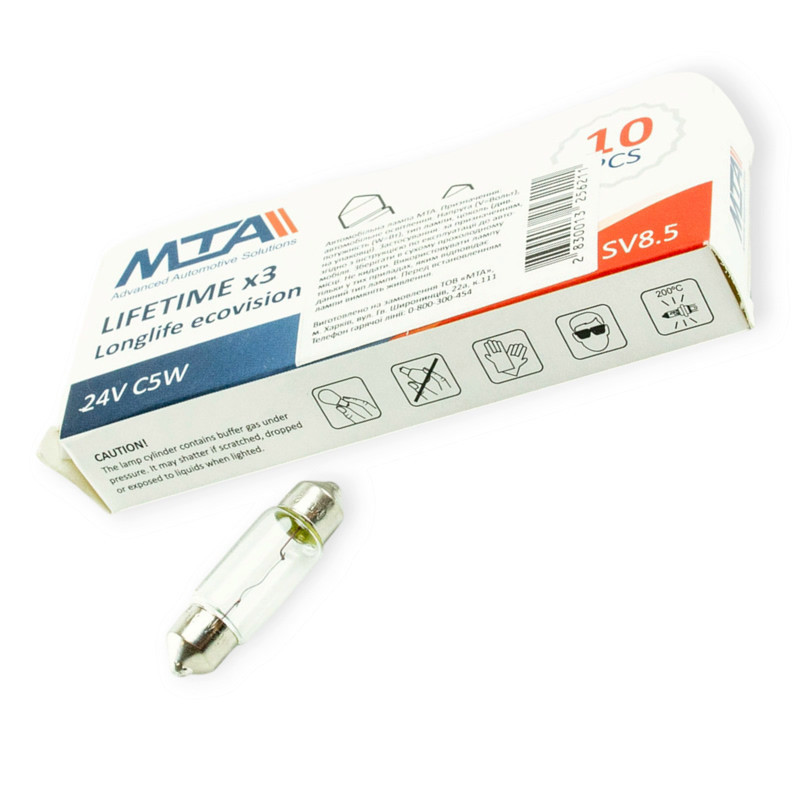 Автолампа салону 24V 5W 11*36mm SV8, 5 MTA (10шт) AC Мукачево - фото 1