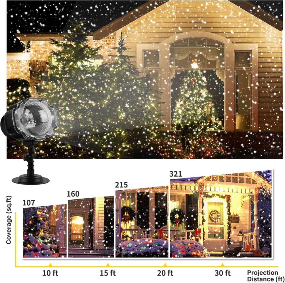 Світлодіодний проектор сніжинок Snowflake Lamp IP65, LED різдвяна ілюмінація для дому та вулиці, пульт, таймер, водонепроникний Київ - фото 6