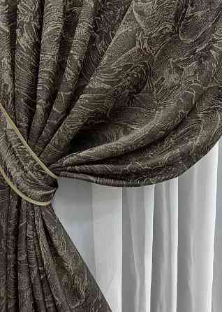 Комплект готовых штор VR-Textil Жакард Fantasy № 1632ш Венге с бежевым 100х290 см 2 шт (31-990) Киев