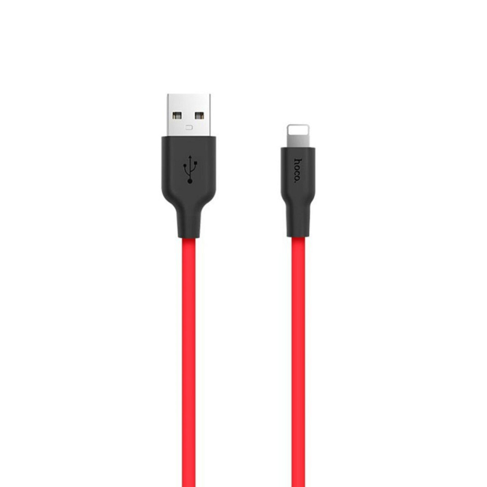 Кабель HOCO X21 Plus USB to iP 2.4A, 2m, silicone, silicone connectors, Black+Red Киев - изображение 1