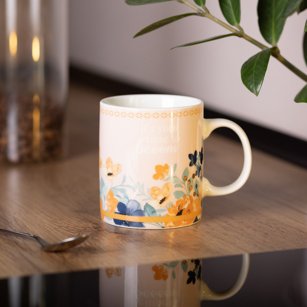 Кружка фарфоровая з квітковим візерунком 400 мл Київ - фото 4