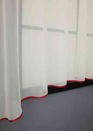 Кухонный тюль арка с ламбрекеном VR-Textil № 025к молочный с красным 270х170 см (52-1052) Киев