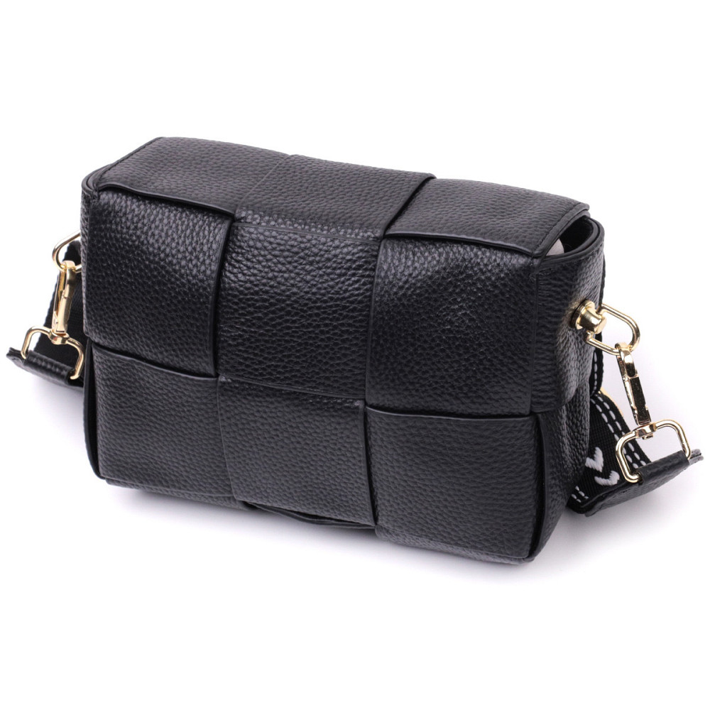 Классическая вечерняя сумка для женщин с переплетами из натуральной кожи Vintage 22313 Черная Киев - изображение 2