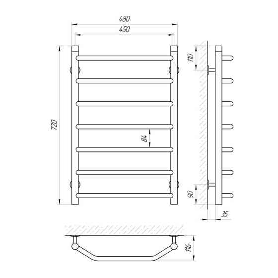 Водяна сушарка для рушників Laris Вікторія П7 450x700 Київ