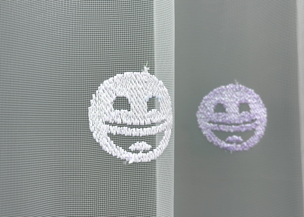 Тюль VR-Textil 1573т Фатин з вишивкою Смайлики Білий з бузковим 350х270 см (42-0977) Київ - фото 5