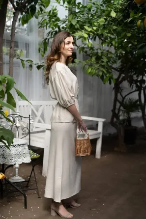 Женский льняной костюм двойка - стильный летний комплект - стильный летний комплект Одесса