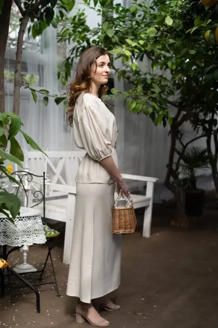 Женский льняной костюм двойка - стильный летний комплект - стильный летний комплект Одесса - изображение 3