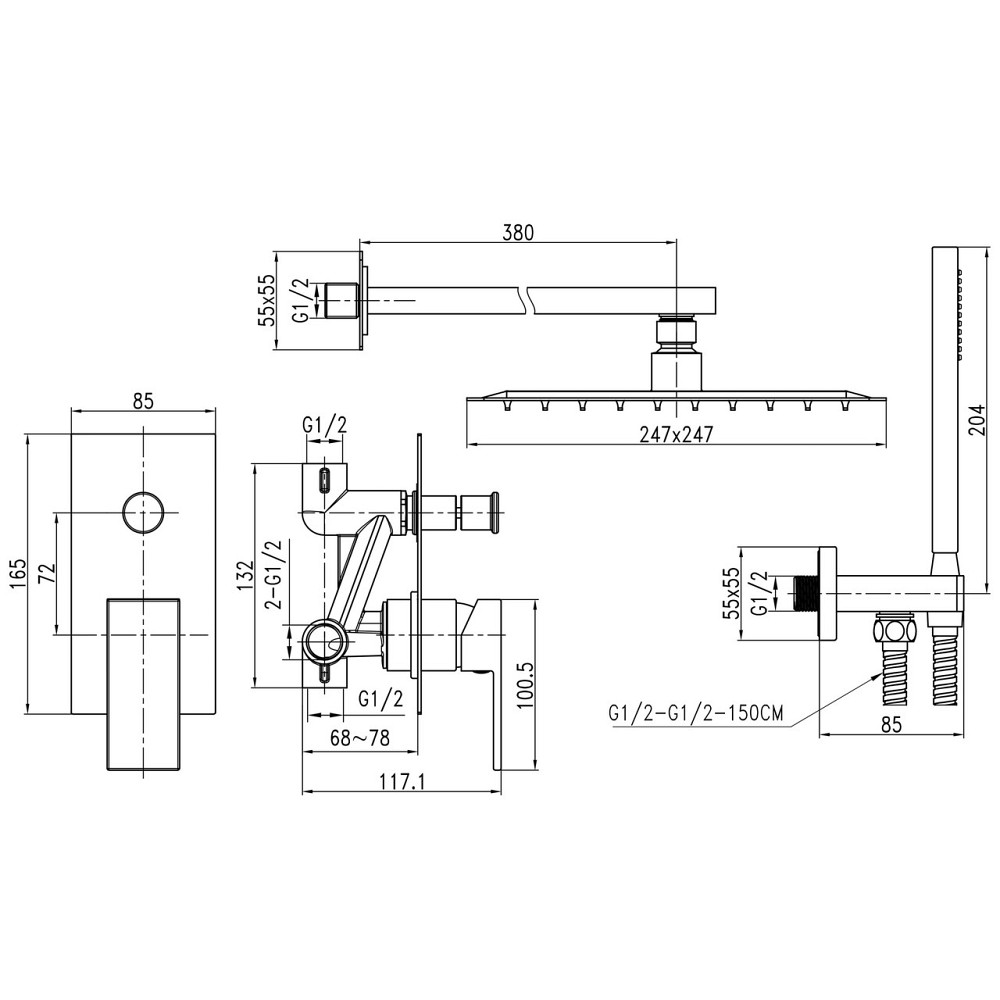 Душова система вбудована TOPAZ ODISS TO-18205-H66-BL Київ - фото 7