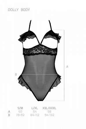 Эротическое боди Passion DOLLY BODY, XXL/XXXL, black, с открытыми чашками Sex Aura Киев