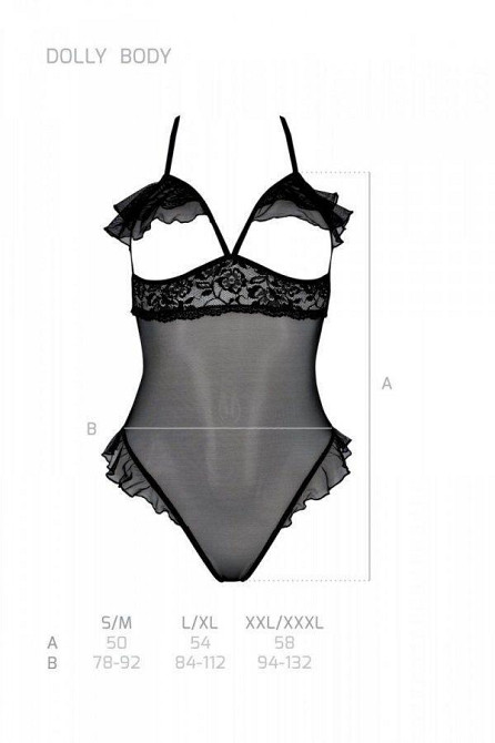 Эротическое боди Passion DOLLY BODY, XXL/XXXL, black, с открытыми чашками Sex Aura Киев - изображение 4
