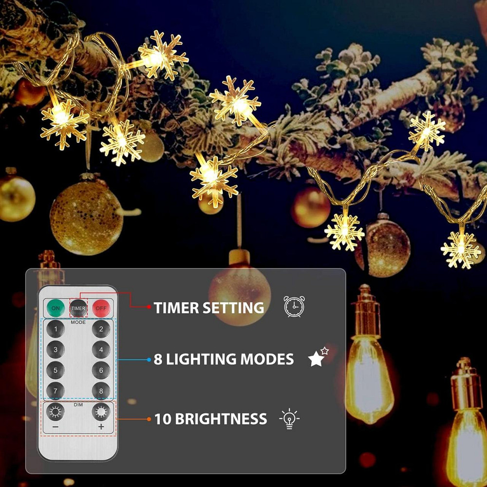 Светодиодная гирлянда снежинки Remifa 40 LED 6м 8 режимов с пультом Днепр - изображение 6