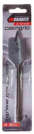 Свердло для дерева GRANITE пір'яне 30х152 мм 6-гранний хвостовик 1/4" 2-12-030 Рівне
