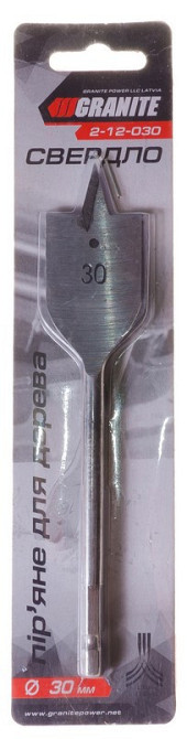 Сверло для дерева GRANITE перьевое 30х152 мм 6-гранный хвостовик 1/4