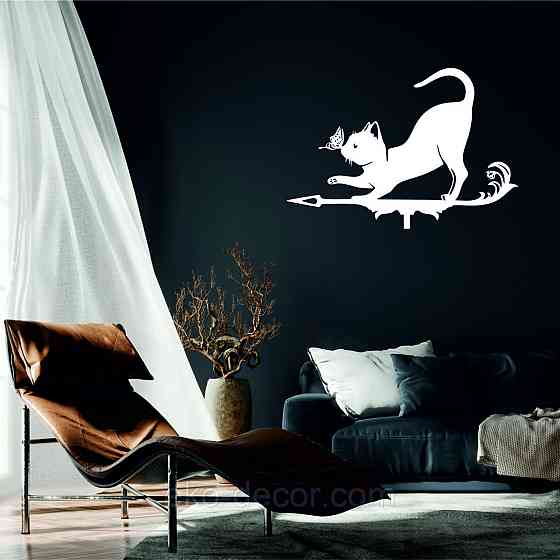 Декоративное настенное Панно «Кот» Декор на стену 50*35 см, Белый Киев