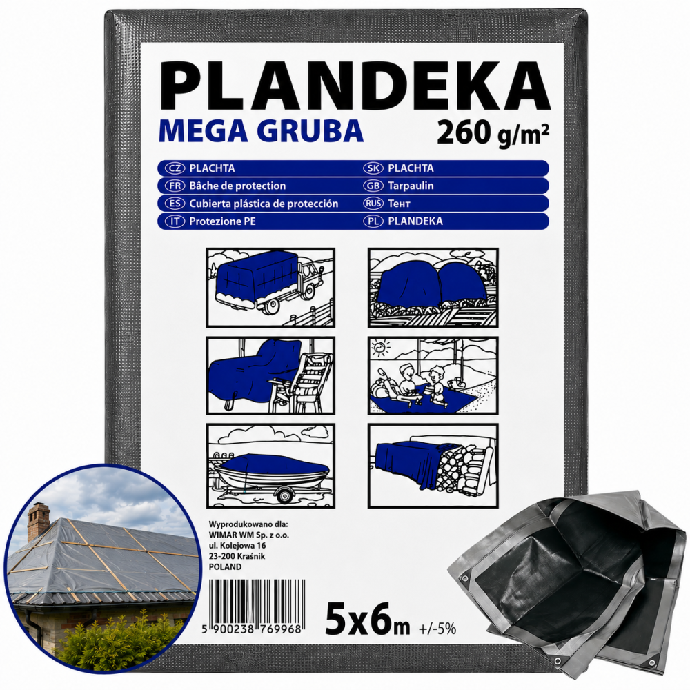 Тент 260 г/м2 5х6м "PLANDEKA" поліпропіленовий двосторонній Дніпро - фото 11