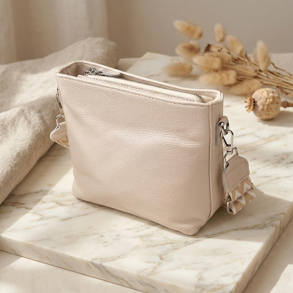 Повсякденна плечова сумка з натуральної шкіри Vintage 22915 Білий Київ - фото 14