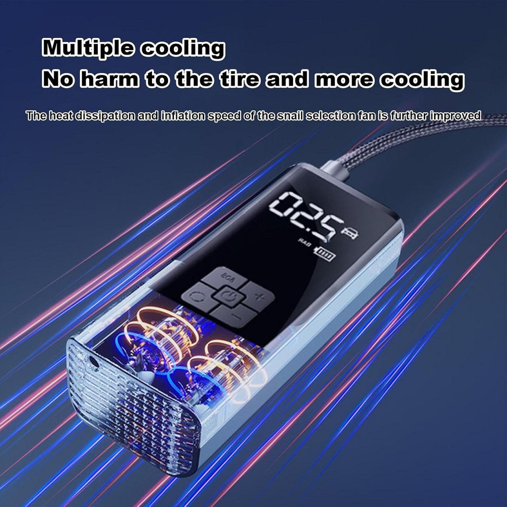 Насос автомобильный цифровой DC-B55 -12 100W Type-C + фонарик, сумка, переходники Черный Винница - изображение 9