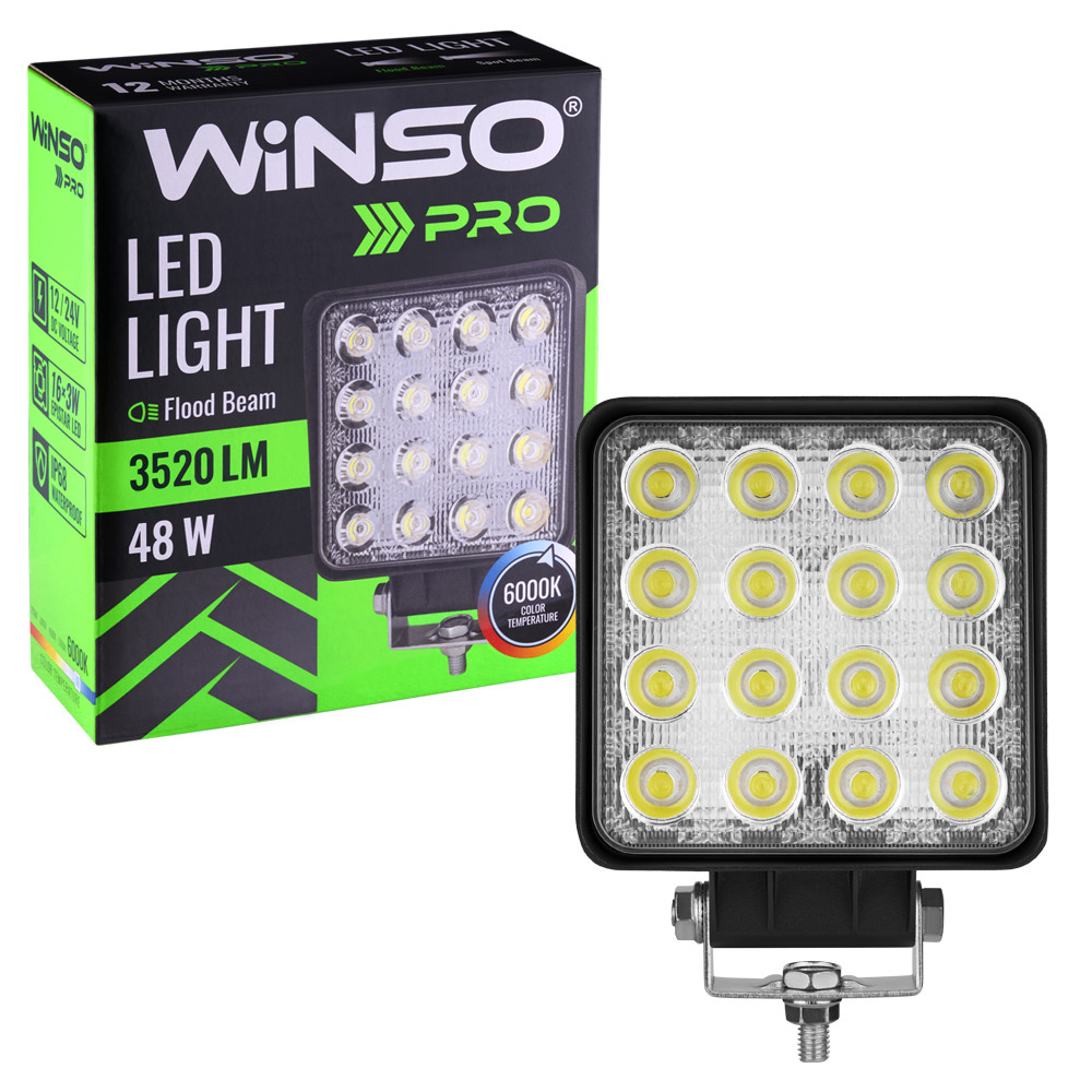 Фара світлодіодна Winso Pro Epistar white розсіяний 10-30V, 48W (16x3W), 1шт Львів - фото 3