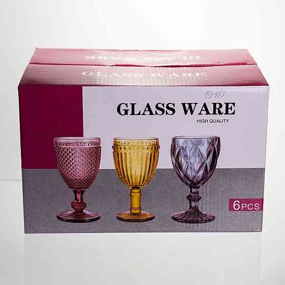 Набір келихів для вина 6 штук 240 мл винні келихи на ніжці скляні фужери для вина подарункові Сірий HP-19-182 Київ