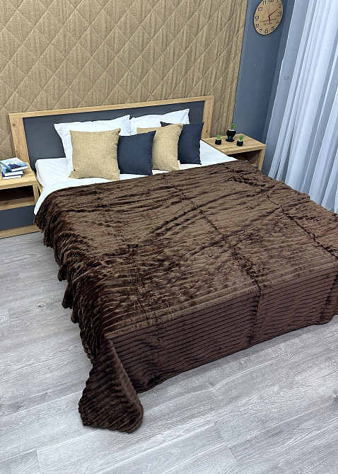 Плед-покривало смужка Шарпей 220х220 см (+-10см) Венге (87-197) Київ - фото 5